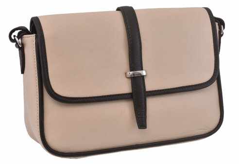 Dámska kožená crossbody kabelka béžová 250117