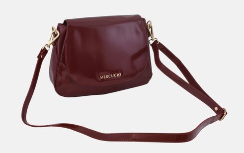 Dámska kožená crossbody kabelka červená