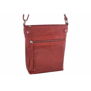 Dámska kožená crossbody kabelka červená