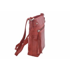 Dámska kožená crossbody kabelka červená