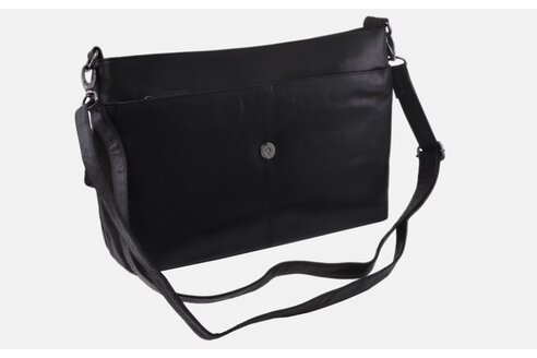 Dámska kožená crossbody kabelka čierna