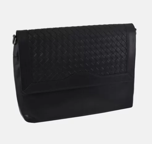 Dámska kožená crossbody kabelka čierna