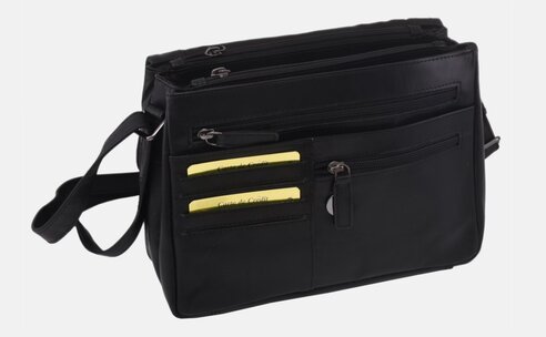 Dámska kožená crossbody kabelka čierna
