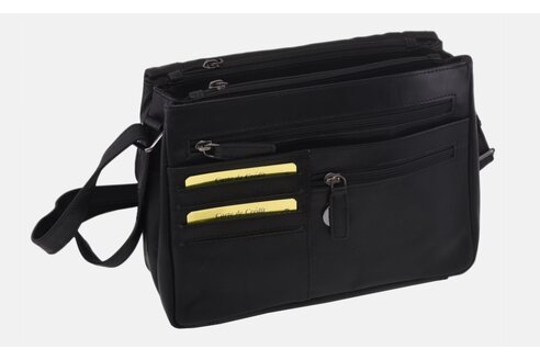 Dámska kožená crossbody kabelka čierna