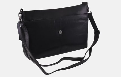 Dámska kožená crossbody kabelka čierna