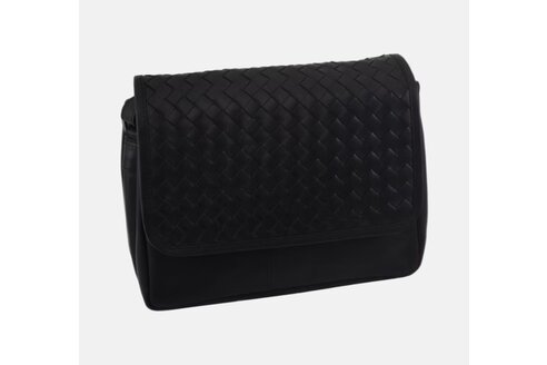 Dámska kožená crossbody kabelka čierna