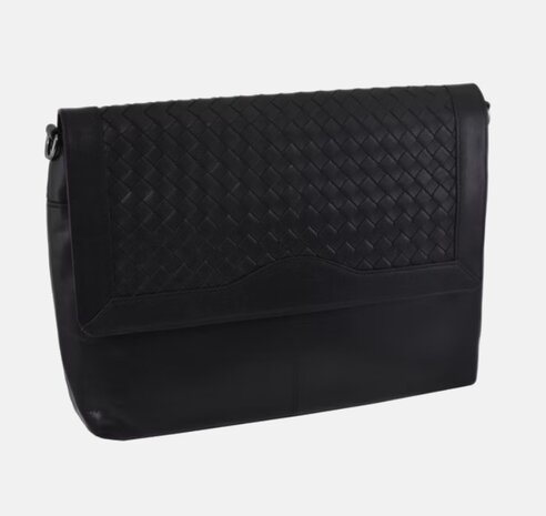 Dámska kožená crossbody kabelka čierna