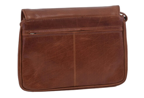 Dámska kožená crossbody kabelka koňak