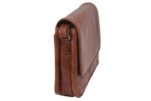 Dámska kožená crossbody kabelka koňak