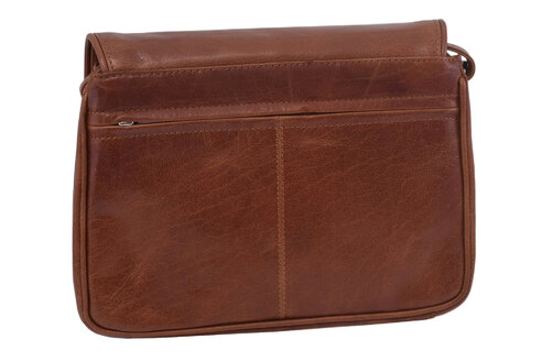 Dámska kožená crossbody kabelka koňak