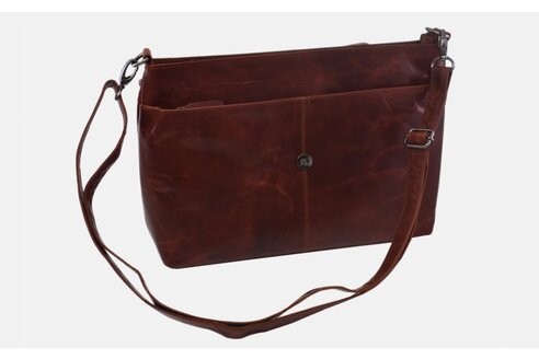 Dámska kožená crossbody kabelka koňak