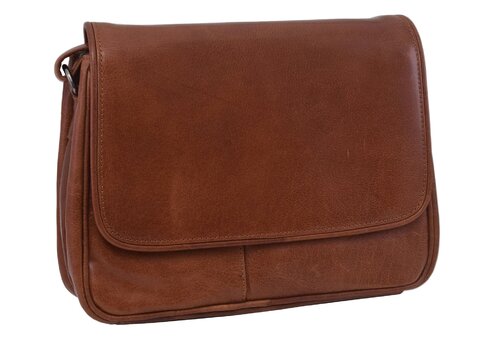 Dámska kožená crossbody kabelka koňak