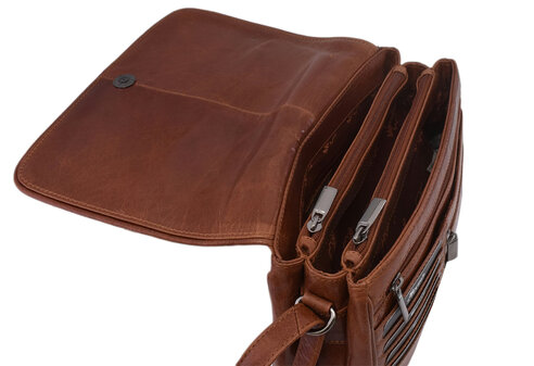 Dámska kožená crossbody kabelka koňak