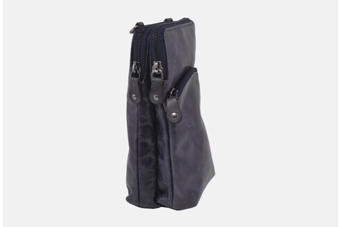 Dámska kožená crossbody kabelka modrá