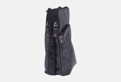 Dámska kožená crossbody kabelka modrá