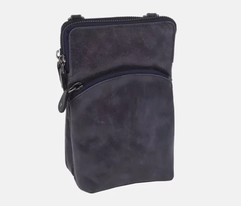 Dámska kožená crossbody kabelka modrá