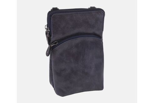 Dámska kožená crossbody kabelka modrá