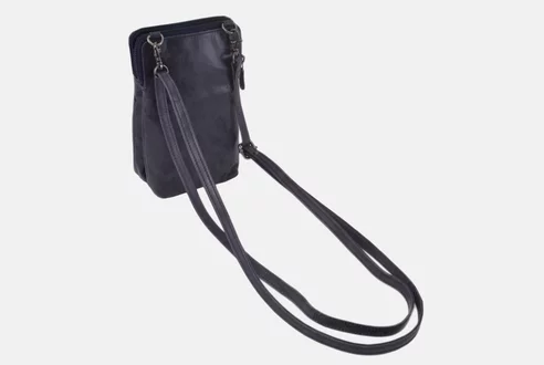 Dámska kožená crossbody kabelka modrá