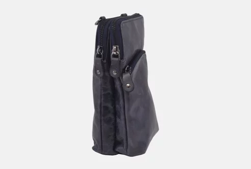 Dámska kožená crossbody kabelka modrá