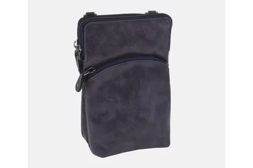 Dámska kožená crossbody kabelka modrá