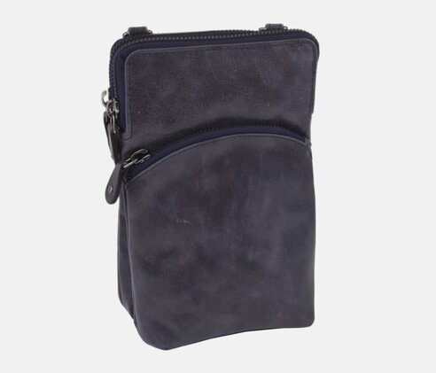 Dámska kožená crossbody kabelka modrá