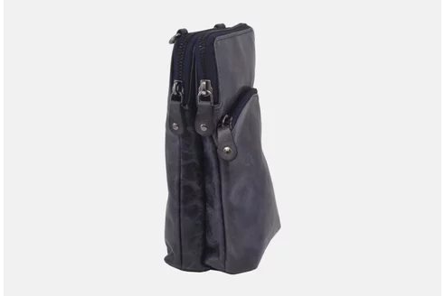 Dámska kožená crossbody kabelka modrá