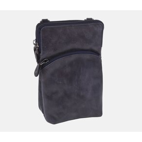 Dámska kožená crossbody kabelka modrá