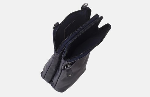 Dámska kožená crossbody kabelka modrá