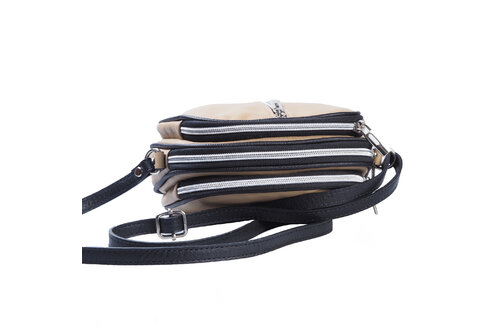 Dámska kožená kabelka crossbody béžová