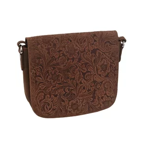 Dámska kožená kabelka crossbody hnedá
