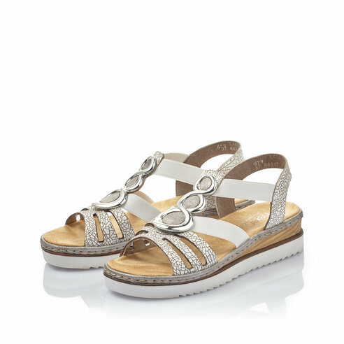 Dámske sandále na platforme Rieker 679L4-80 biele