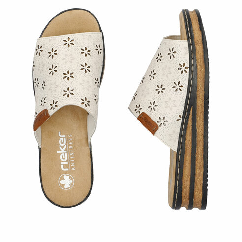 Dámske šľapky Rieker 62955-60 biela káva