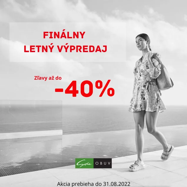 Finálny letný výpredaj: Zľavy až do -40% obuv Soňa