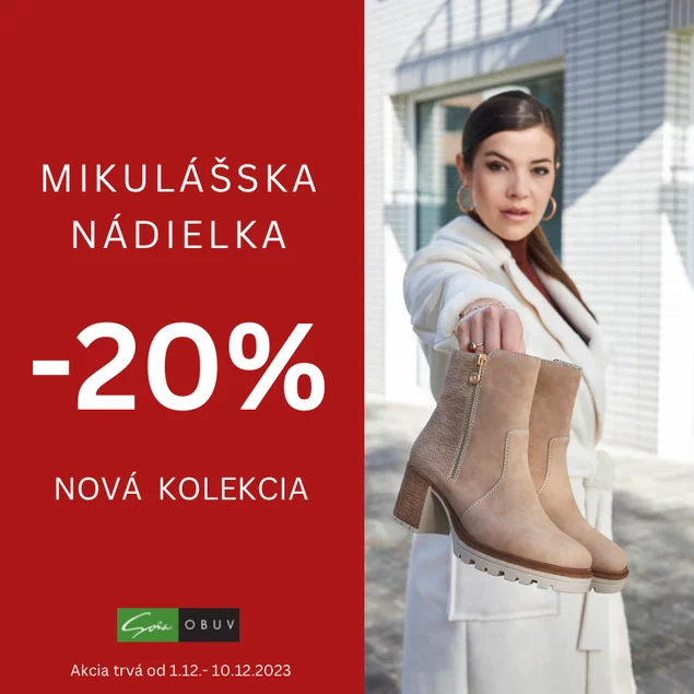 Mikulášska Nádielka: Objavte Exkluzívne zľavy -20% na Novinky - obuv Soňa