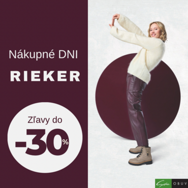Nákupné dni Rieker sú späť! Užite si zľavy teraz až do -30%!