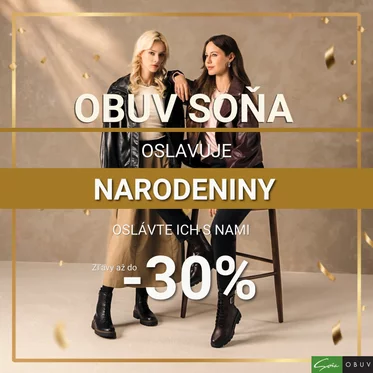 Narodeniny Soňa: značková obuv so zľavou až 30 %