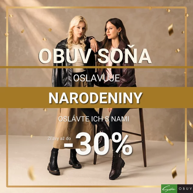 Narodeniny Soňa: značková obuv so zľavou až 30 %