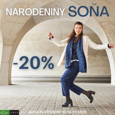 Obuv Soňa oslavuje narodeniny a prináša výnimočné zľavy až -20% na obuv a kabelky