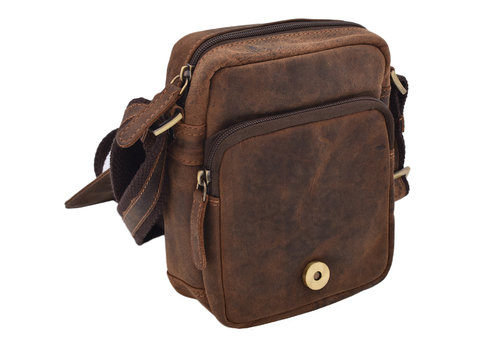 Tmavohnedá kožená taška cez telo (crossbody)