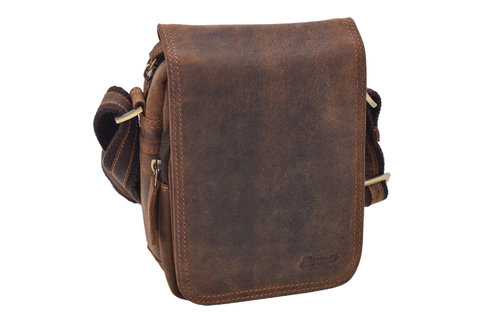 Tmavohnedá kožená taška cez telo (crossbody)