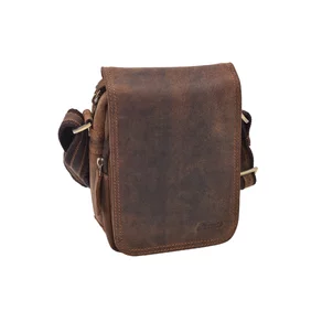 Tmavohnedá kožená taška cez telo (crossbody)