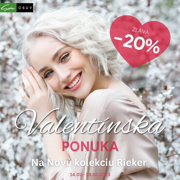 Valentínska ponuka: Zľava -20% na Novú kolekciu Rieker