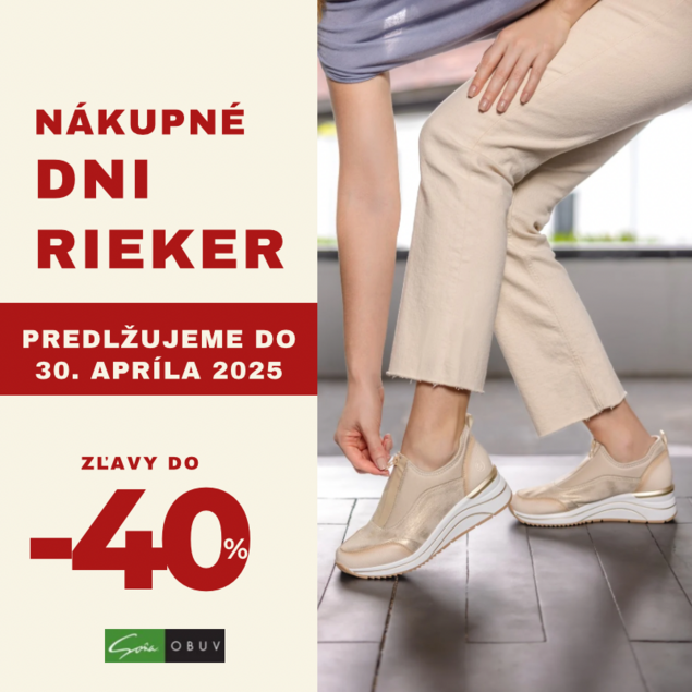 Zľavy Rieker pokračujú – Nákupné dni predlžujeme do 30. apríla 2025